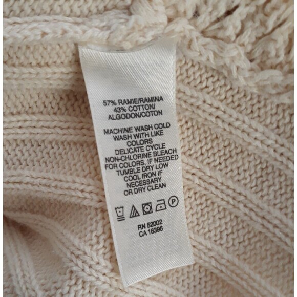 DKNY Jeans Cable Knit Shawl Neck Cardigan Sweater Women Small Cream Full Zip - Picture 10 of 10